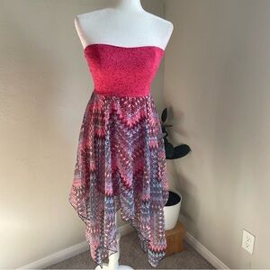 Almost Famous Y2K Strapless Pink Lance and Multicolor Fairy Dress